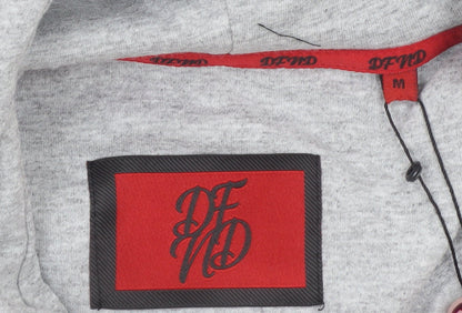 DFND Men’s Grey Pullover Hoodie M Regular Fit Logo Sweatshirt