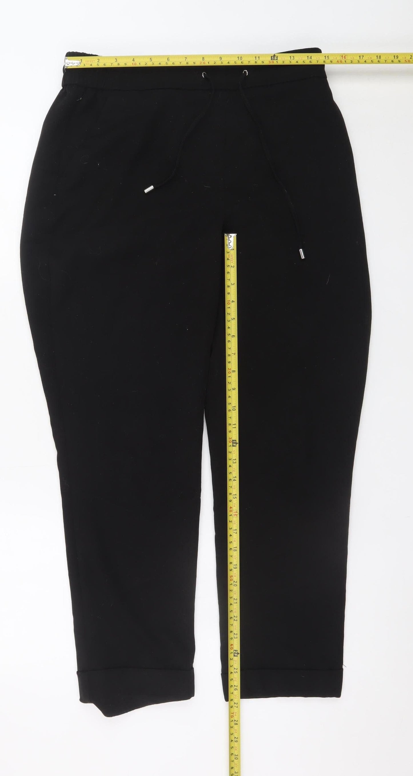Dunnes Women’s Black Size 12 Jogger Trousers with Drawstring Waist