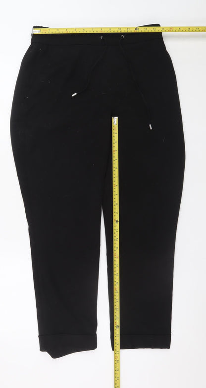Dunnes Women’s Black Size 12 Jogger Trousers with Drawstring Waist