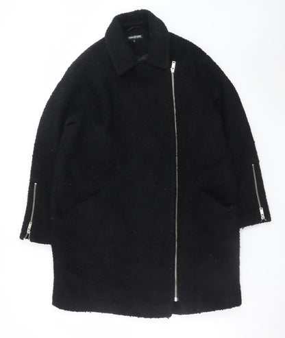 Debenhams The Collection Women's Black Size 14 Wool Zip Coat