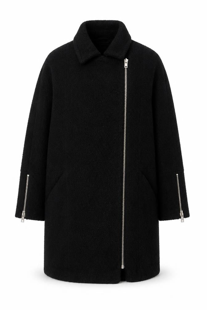 Debenhams The Collection Women's Black Size 14 Wool Zip Coat