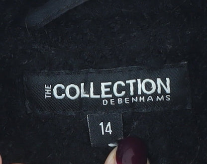 Debenhams The Collection Women's Black Size 14 Wool Zip Coat