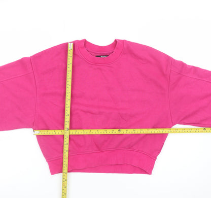 Bershka Women Pink Cropped Pullover Sweatshirt Size S