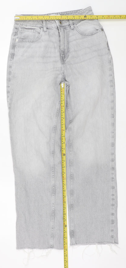 Zara Women Grey High Rise Straight Jeans Size 10