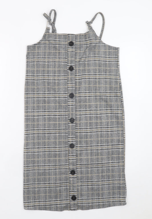 Primark Teens Grey Check Pinafore Dress 12-14 Adjustable Straps