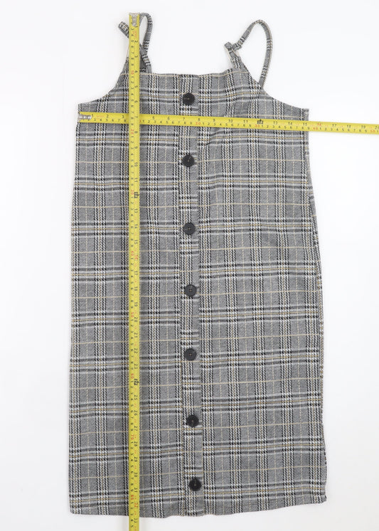 Primark Teens Grey Check Pinafore Dress 12-14 Adjustable Straps