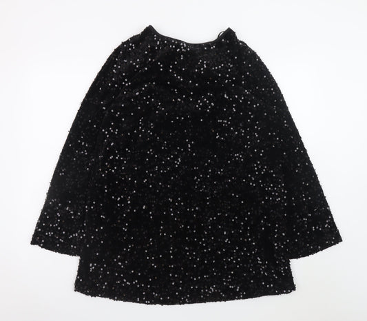 ONLY Women Black Sequin Short Shift Dress XL Long Sleeve