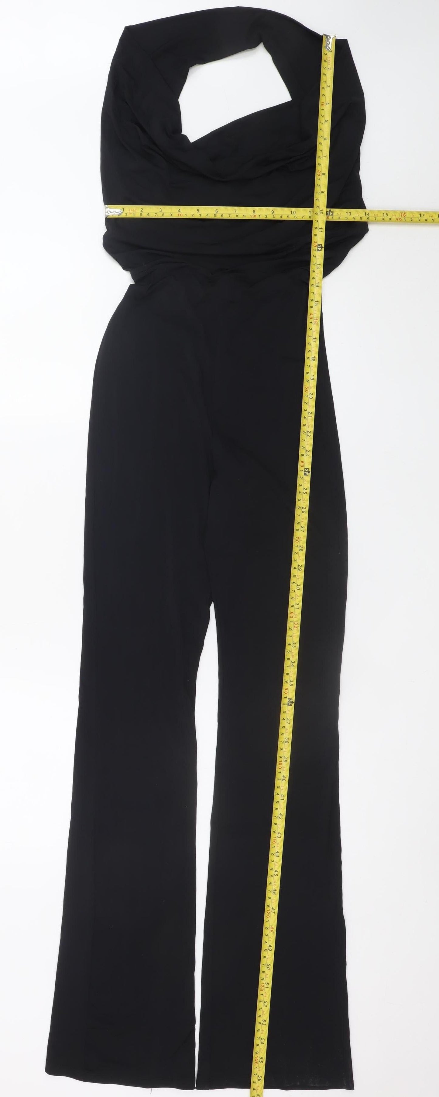 Zara Women's Black Halter Jumpsuit Size 12 Wide-Leg Elegant Evening Wear