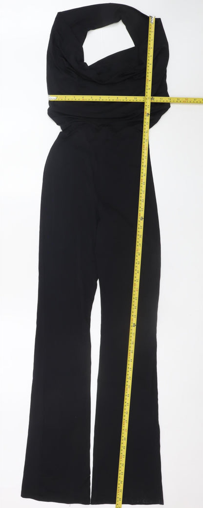 Zara Women's Black Halter Jumpsuit Size 12 Wide-Leg Elegant Evening Wear