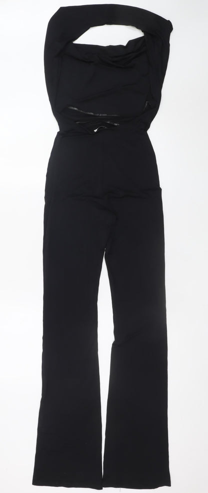 Zara Women's Black Halter Jumpsuit Size 12 Wide-Leg Elegant Evening Wear