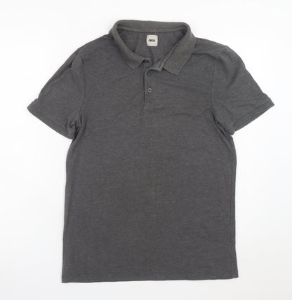 ASOS Men’s Grey Short Sleeve Cotton Blend Polo Shirt Size L