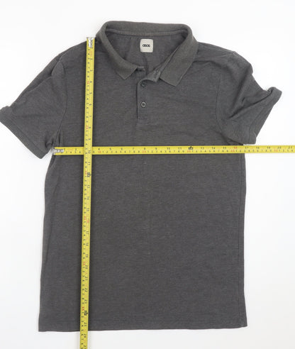 ASOS Men’s Grey Short Sleeve Cotton Blend Polo Shirt Size L