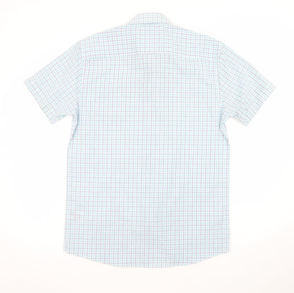 Primark Men's Blue Check Short Sleeve Button-Up Shirt M Regular Fit