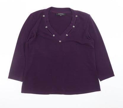 FEMME Women’s Purple V-Neck Studded Blouse Size 18