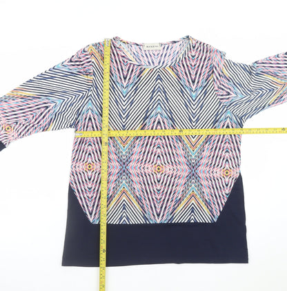 Bassini Women's Multicoloured Geometric 3/4 Sleeve Tunic Top Size 18
