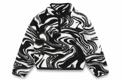 Dunnes Girls Black & White Fleece 1/2 Zip Pullover Sweatshirt 6-7 Years