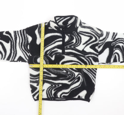 Dunnes Stores Girls Black & White Fleece 1/2 Zip Pullover Sweatshirt 6-7 Years