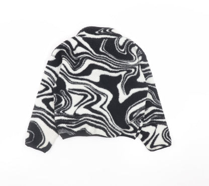 Dunnes Stores Girls Black & White Fleece 1/2 Zip Pullover Sweatshirt 6-7 Years
