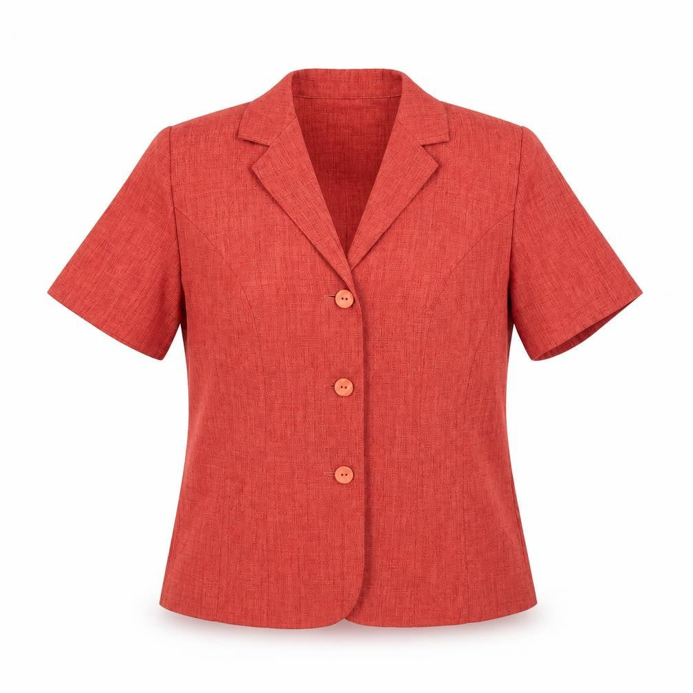 Eastex Women's Red Short Sleeve Collared Blouse UK 12