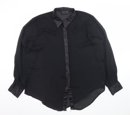 Natural Feeling Women’s Black Size 12 Collared Chiffon Blouse