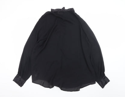 Natural Feeling Women’s Black Size 12 Collared Chiffon Blouse