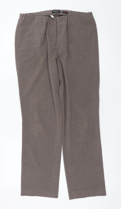 Robell Women’s Brown Straight Leg Stretch Trousers Size 12