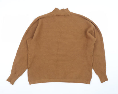 New Look Women Brown Mock Neck Knit Jumper Size S