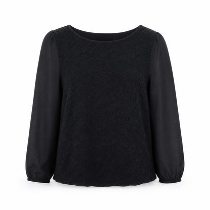 Dunnes Women’s Black Lace Chiffon Long Sleeve Tunic Blouse Size 10