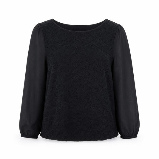 Dunnes Women’s Black Lace Chiffon Long Sleeve Tunic Blouse Size 10