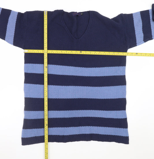 Nova Notte Women's Blue Striped V-Neck Knit Jumper Dress S