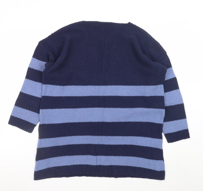 Nova Notte Women's Blue Striped V-Neck Knit Jumper Dress S