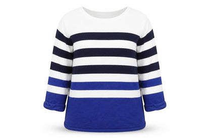 Dunnes Women Blue & White Striped Long Sleeve Jumper Size L