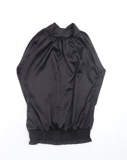Lili Women's Black Halter Satin Wrap Blouse Size 14
