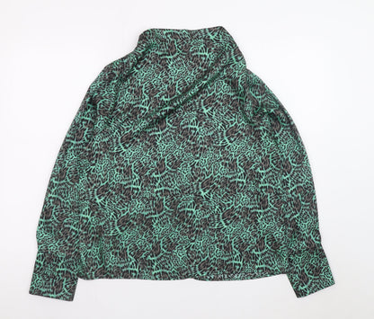 Marks and Spencer Women's Green Animal Print Long Sleeve Blouse Size 10