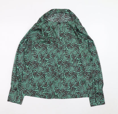 Marks and Spencer Women's Green Animal Print Long Sleeve Blouse Size 10