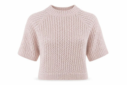 Next Women Pink Open-Knit 3/4 Sleeve Pullover Jumper Size 12