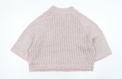 Next Women Pink Open-Knit 3/4 Sleeve Pullover Jumper Size 12