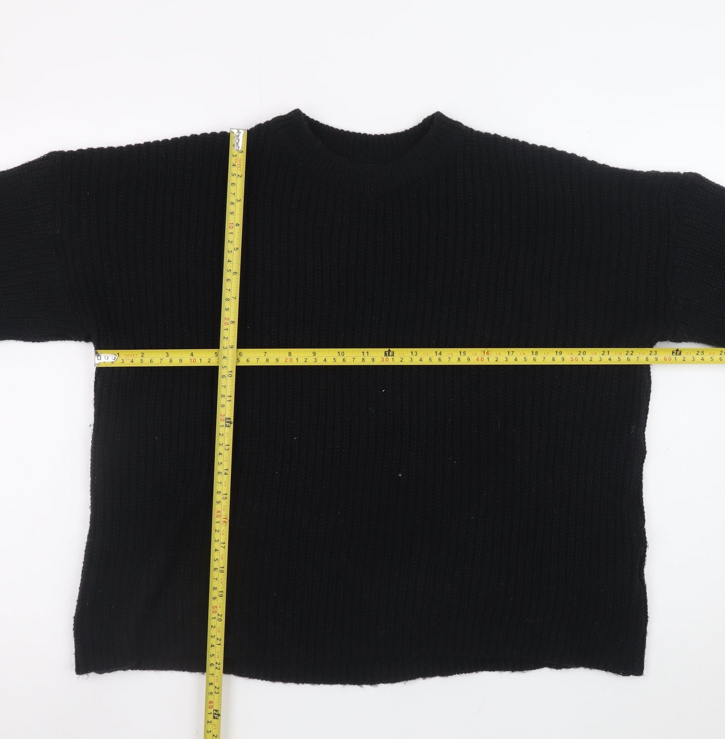 SHEIN Womens Black XS Crew Neck Long Sleeve Knit Pullover Jumper