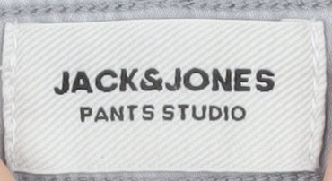 Jack & Jones Men’s Grey Straight Fit Jeans 36W 32L Cotton Blend