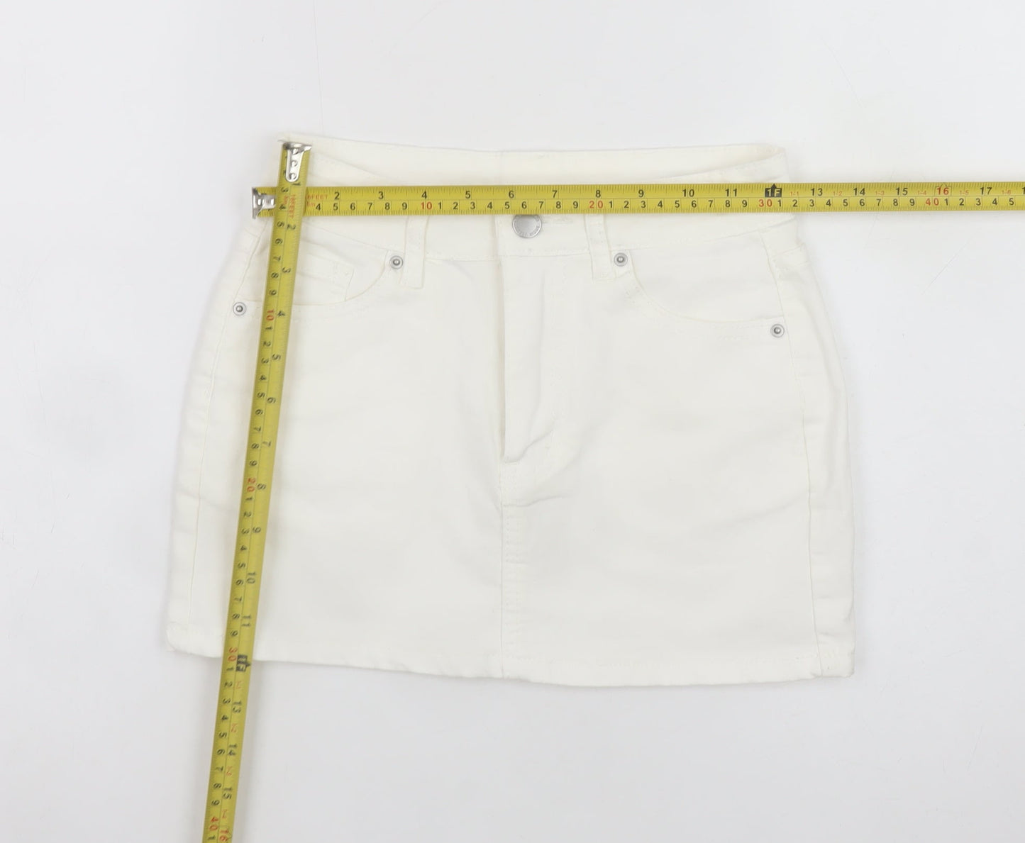 SHEIN Women’s White Denim Petite XS Mini Skirt