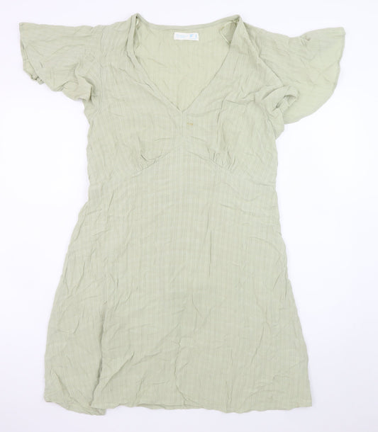 Primark Women Green A-Line Cotton Knee Length Summer Dress Size 16