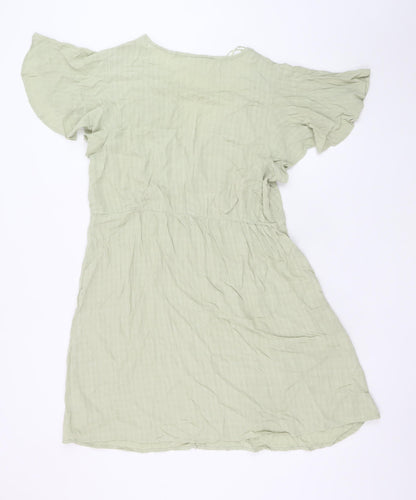 Primark Women Green A-Line Cotton Knee Length Summer Dress Size 16