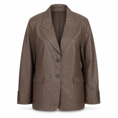 ASOS DESIGN Women’s Brown Faux Leather Blazer UK 10 Regular Fit