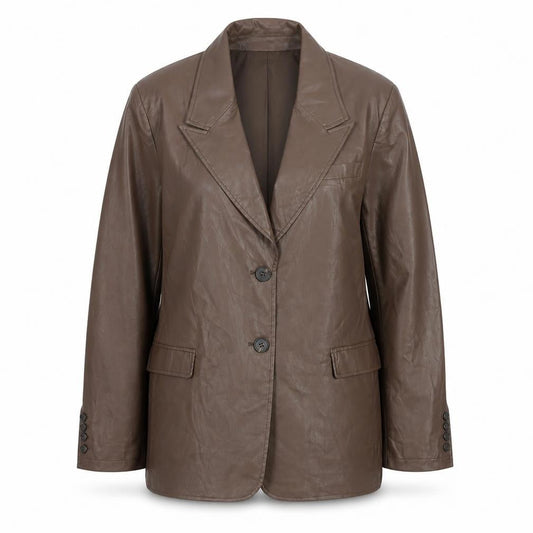 ASOS DESIGN Women’s Brown Faux Leather Blazer UK 10 Regular Fit