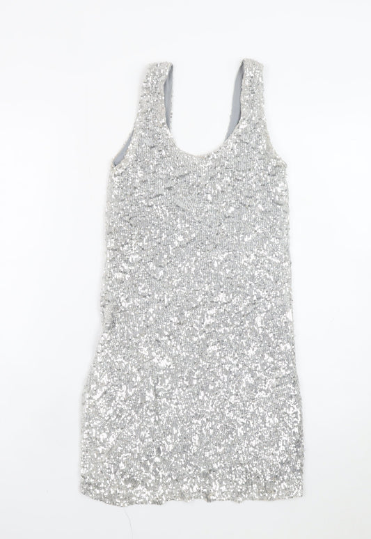 John Zack Women’s Silver Sequin Bodycon Dress Size 8 Partywear