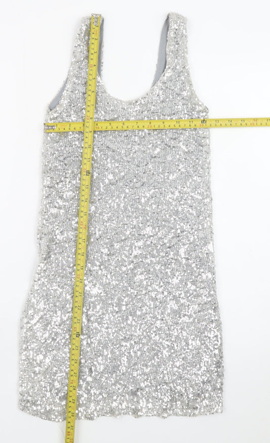 John Zack Women’s Silver Sequin Bodycon Dress Size 8 Partywear