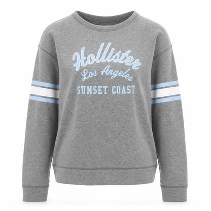 Hollister Women Grey Pullover Sweatshirt Small Los Angeles Print