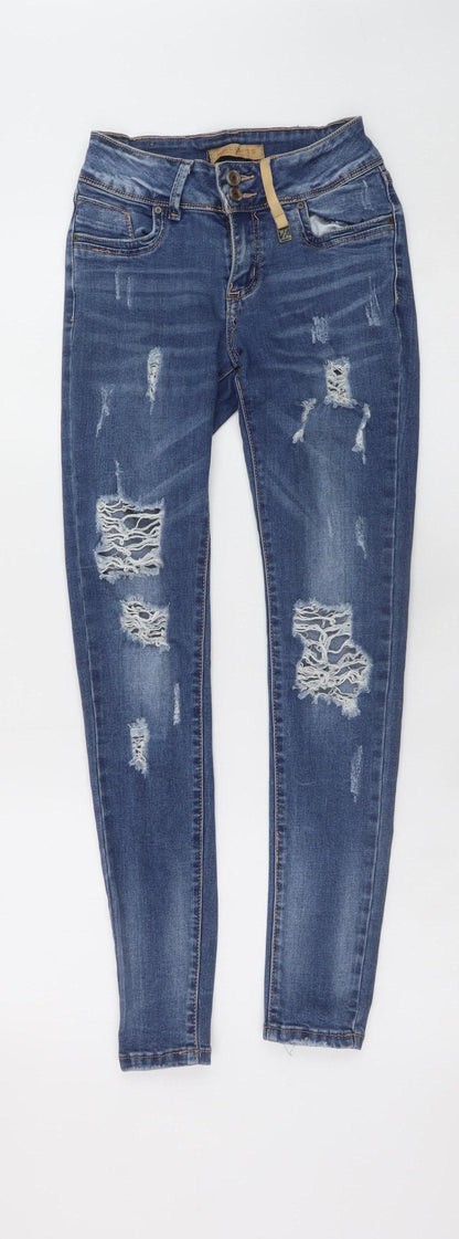 Hello Miss Women’s Blue Distressed Skinny Denim Jeans Size 8