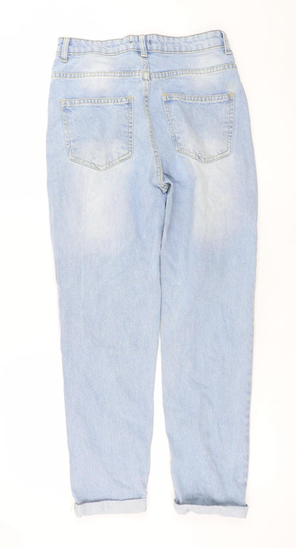 I Saw It First Womens Light Blue Distressed Mom Jeans UK 8
