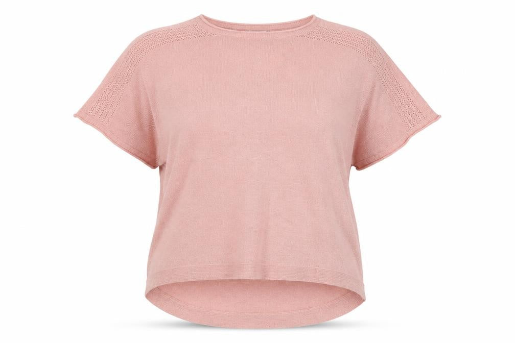 Next Women Pink Knit Short Sleeve Crew Neck Relaxed T-Shirt Size 12